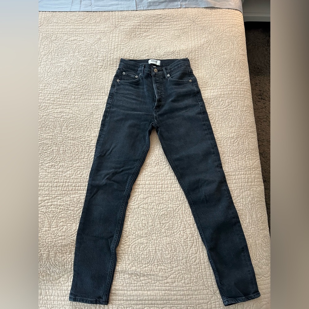 AGOLDE NICO high rise slim fit size 23 black jeans in excellent condition!